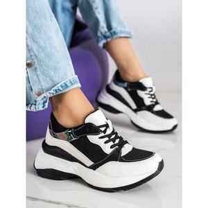 SHELOVET STYLISH BLACK AND WHITE SNEAKERS vyobraziť