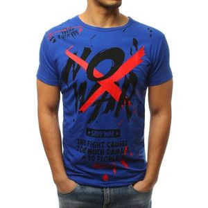 Blue men's T-shirt with print RX3065 vyobraziť