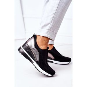 Slip-On Wedge Sneakers Vinceza 10593 Black-Silver vyobraziť