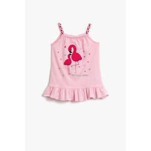 Koton Baby Girl PINK Girl Ruffled Dress Glittery Printed Cotton vyobraziť
