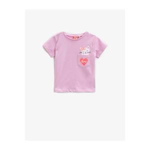 Koton Baby Girl Purple Printed Cotton Ribbon T-Shirt vyobraziť