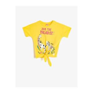 Koton Baby Girl Yellow Unisex Baby Yellow Crew Neck Short Sleeve Tie Waist T-Shirt vyobraziť
