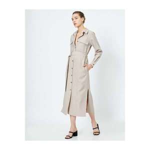 Koton Women's Gray Button Detailed Dress vyobraziť