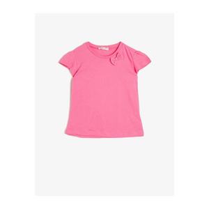Koton Girl Pink Basic Soft Cotton Crew Neck Short Sleeve T-Shirt vyobraziť
