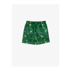 Koton Baby Boy Green Printed Cotton Tie Waist Shorts vyobraziť
