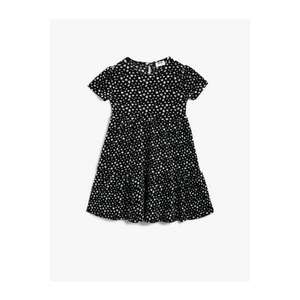 Koton Girl's Black Floral Short Sleeve Crew Neck Dress vyobraziť