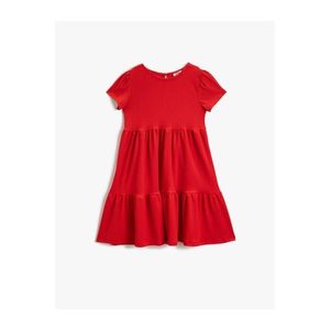 Koton Girl's RED Short Sleeve Dress Crew Neck vyobraziť