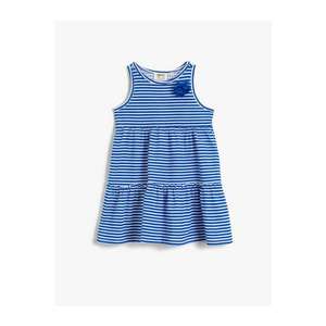 Koton Girl's Navy Blue Striped Crew Neck Dress vyobraziť