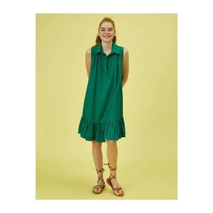 Koton Women's Green Sleeveless Shirt Collar Dress vyobraziť