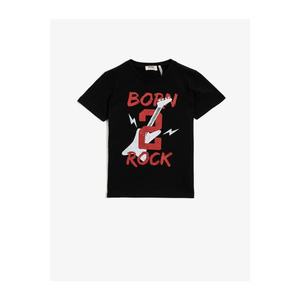 Koton Boy Black Short Sleeve Cotton Crew Neck T-Shirt vyobraziť