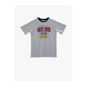 Koton Boy's Gray Printed Crew Neck Cotton T-shirt vyobraziť