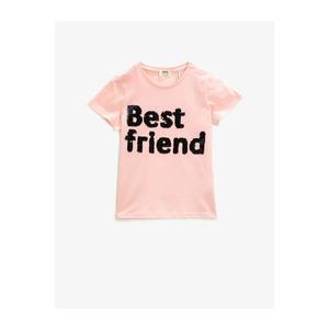 Koton Girl's Pink Cotton Crew Neck T-Shirt vyobraziť