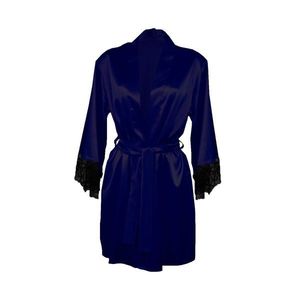 DKaren Woman's Housecoat Adelaide Navy Blue vyobraziť