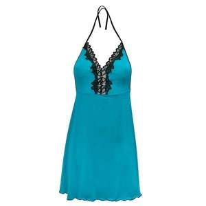 DKaren Woman's Slip Lucja Turquoise vyobraziť