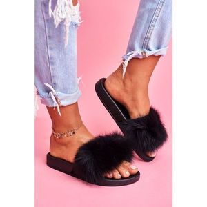 Women's Slippers with Natural Fur Black Naturis vyobraziť