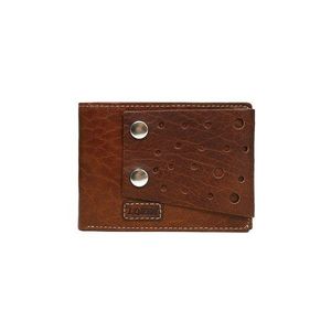 Men´s brown leather wallet with a decorative clasp vyobraziť
