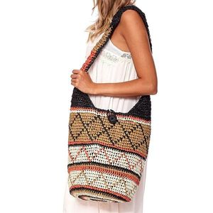 Brown braided bag with ethnic patterns vyobraziť