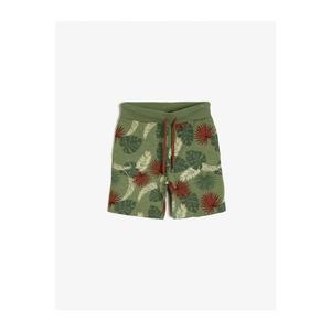Koton Boy Green Leaf Patterned Thin Sweat Fabric Ribbed Waist Pocket Shorts vyobraziť
