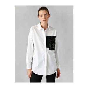 Koton Women's White Buttoned Pocket Shirt vyobraziť