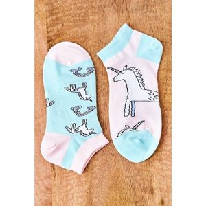 Mismatched Socks With A Unicorn Green-Pink vyobraziť