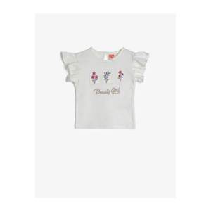 Koton Baby Girl White Girl White Embroidered T-shirt vyobraziť
