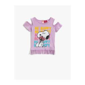Koton Baby Girl Lilac Snoopy T-Shirt Licensed Printed Tasseled Cotton vyobraziť