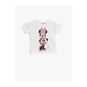 Koton Baby Girl EKRU Minnie Mouse T-Shirt Licensed Cotton vyobraziť