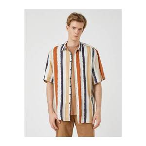 Koton Men's Short Sleeve Shirt Striped vyobraziť