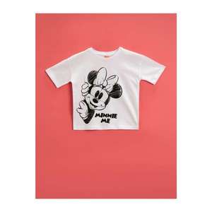Koton Baby Girl Ecru Minnie Mouse T-Shirt Licensed Printed Crew Neck Cotton vyobraziť