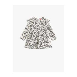 Koton Baby Girl Gray Girl Gray Leopard Patterned Long Sleeve Crew Neck Dress vyobraziť