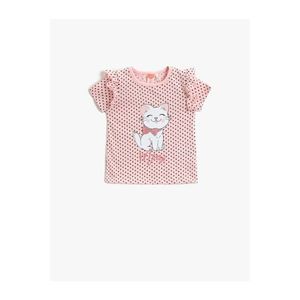 Koton Girl's PINK PATTERNED Printed T-Shirt Ruffled Cotton vyobraziť