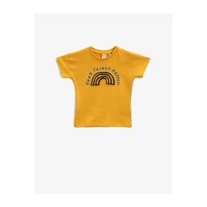 Koton Baby Boy Yellow Written Cotton Short Sleeve Crew Neck Embroidered T-Shirt vyobraziť