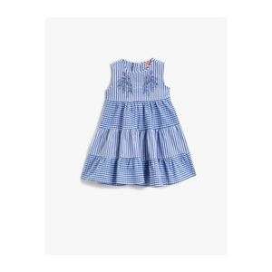 Koton Baby Girl BLUE STRIPED Embroidered Dress Striped Cotton vyobraziť