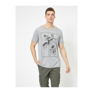 Koton Men's Grey Printed T-Shirt vyobraziť