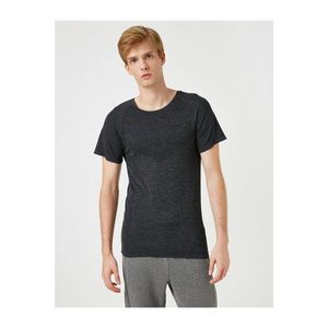 Koton Men's Grey Bike Collar Short Sleeve Slim T-Shirt vyobraziť