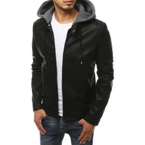 Pánska bunda kožená s kapucňou čierna tx3457 vyobraziť