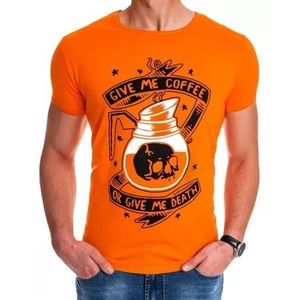 Pánske tričko s potlačou oranžovej COFFEE vyobraziť