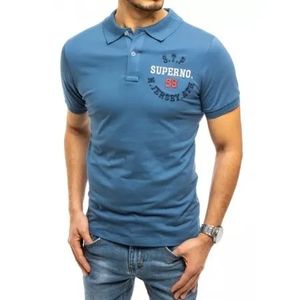 Pánske tričko s golierom modrej superna vyobraziť