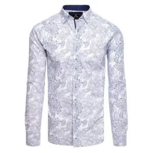 Pánska košeľa s dlhým rukávom vzorovaná biela vyobraziť