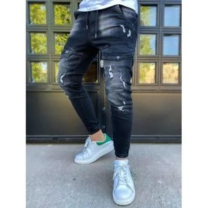 Pánske džínsovej jogger nohavice čierne vyobraziť