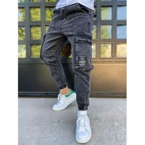 Pánske džínsovej jogger nohavice tmavo šedé MEN vyobraziť