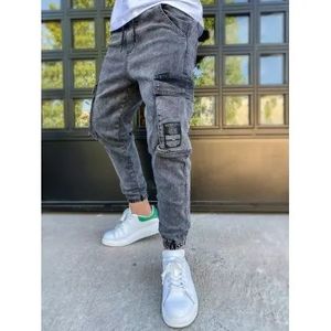 Pánske džínsové jogger nohavice svetlo šedej MEN vyobraziť