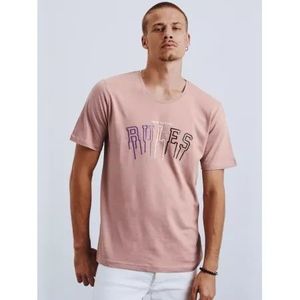 Pánske tričko s potlačou ružovej RULES vyobraziť