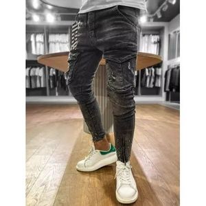 Pánske jeans nohavice s vreckami šedej vyobraziť
