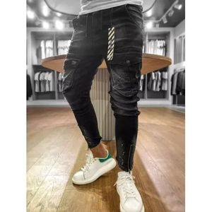 Pánske jeans nohavice s vreckami čierne STYLE vyobraziť
