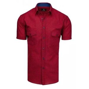 Pánska košeľa s krátkym rukávom kockovaná červená vyobraziť