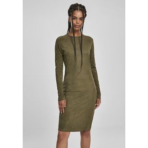 Urban Classics Ladies Peached Rib Dress LS olive - S vyobraziť