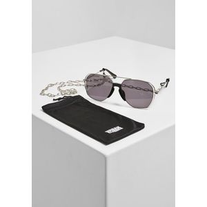 Urban Classics Sunglasses Karphatos with Chain silver - One Size vyobraziť