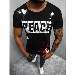 Štýlové čierne tričko s potlačou Peace O/1172Z vyobraziť