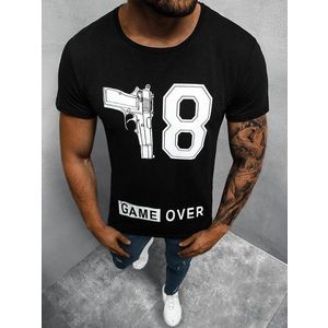 Trendové čierne tričko s potlačou O/1174Z vyobraziť